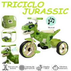 GENERICO - Triciclo a Pedal Musical y luces Jurassic - Verde