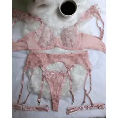 GENERICO - Set de Lencería rosa para mujer talla S - ANISA