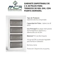 GENERICO - GABINETE EMP DE 2 A 48 POLOS PARA ITM DE RIEL DIN, CON PUERTA-BORNERA