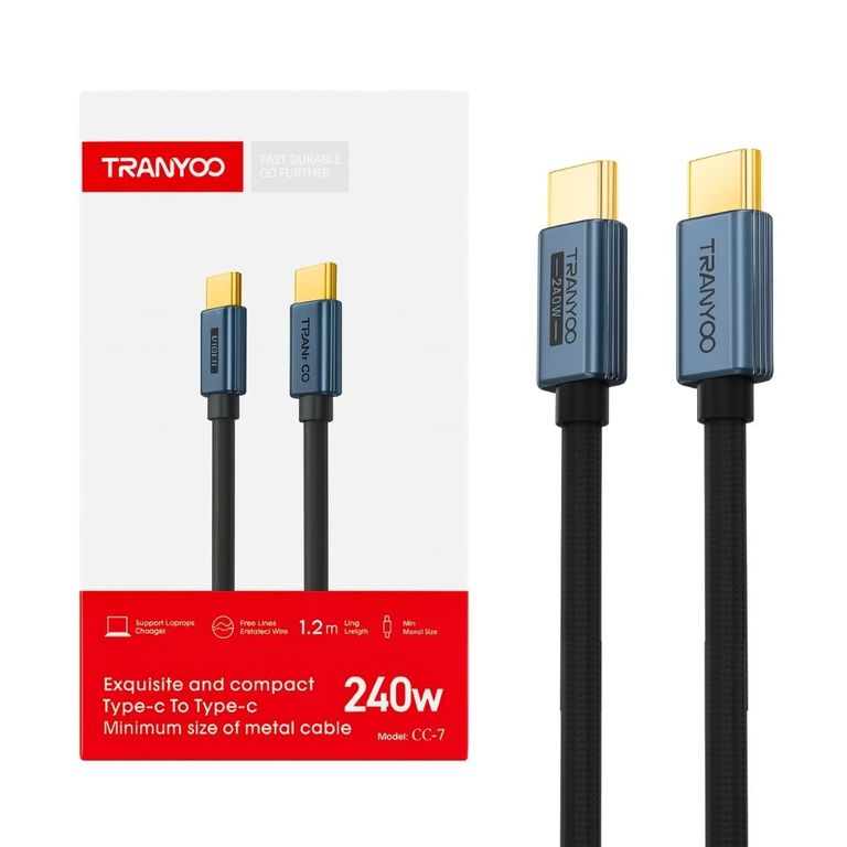 Cable USB-C a USB-C 240W con Chip E-Marker y Conector Metálico 1.2 m