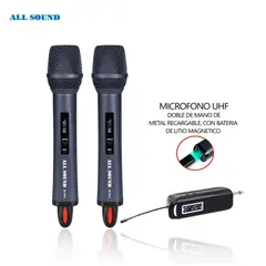 ALL SOUND - Micrófono inalambrico dual UHF recargable MT-M7B-N