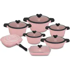 VALESKA - JUEGO DE OLLAS ROCA VOLCANICA - 13 PZ