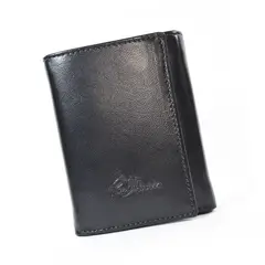 PAUL HARRIS - Billetera Para Hombre de Cuero con sencillero Trifold PH - Negro