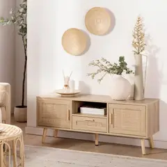 R&R MUEBLES - Mesa para TV con Ratán Montana 120 cm Rovere