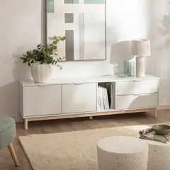 R&R MUEBLES - Mesa para TV Moderno Luu 180 cm Blanco