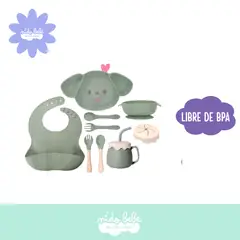 BABY - Set de alimentación Perrito Verde Grisáceo