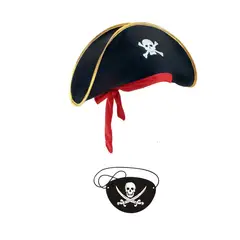 GENERICO - Set gorro y parche pirata disfraz Halloween