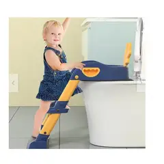 GENERICO - Asiento Bacin para Bebe con Escalera Inodoro Plegable Azul