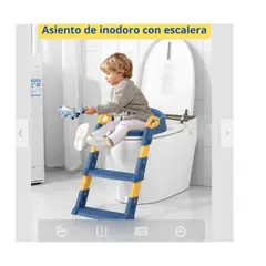 GENERICO - Asiento Bacin para Bebe con Escalera Inodoro Plegable Azul