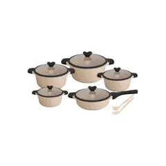 VALESKA - JUEGO DE OLLAS ROCA VOLCANICA - 10 PZ