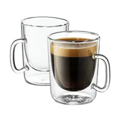 INSPIRA - Set de 2 Tazas Expresso Doble Pared de Vidrio 90 ml