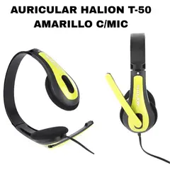 GENERICO - AURICULAR HALION T-50 AMARILLO CON MICROFONO