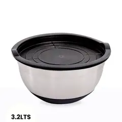 ICHIMATSU - Bowl de Acero Inoxidable con base de silicona y tapa 3.2 L.