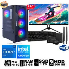 GENERICO - Computadora PC Intel Core™ i7 16GB Ram DDR4 SSD 1TB +HDD 500 GB Led 23.8 WIFI