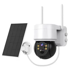 GENERICO - Cámara de Seguridad Solar WiFi PTZ 360°Exterior IP66 con Visión Nocturna y Audio