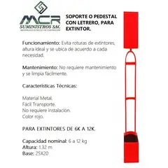 GENERICO - SOPORTE O PEDESTAL CON LETRERO PARA EXTINTORES
