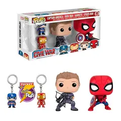 FUNKO - SPIDERMAN HAWKEYE LLAVEROS IRON MAN CAPITAN AMERICA 4 PACK
