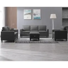 GENERICO - Sala 3-2-1 Modelo Rivana Color Plomo + Baúl de Regalo