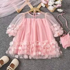 GENERICO - VESTIDO PARA NIÑA ESTILO DE MARIPOSAS + CARTERA