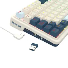 REDRAGON - Teclado EISA K686-RGB-PRO Inalámbrico Español Blanco-Azul