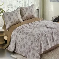 MINGDA - Set de cobertor 2 pz verano antiestrés de 5 piezas 100% algodón