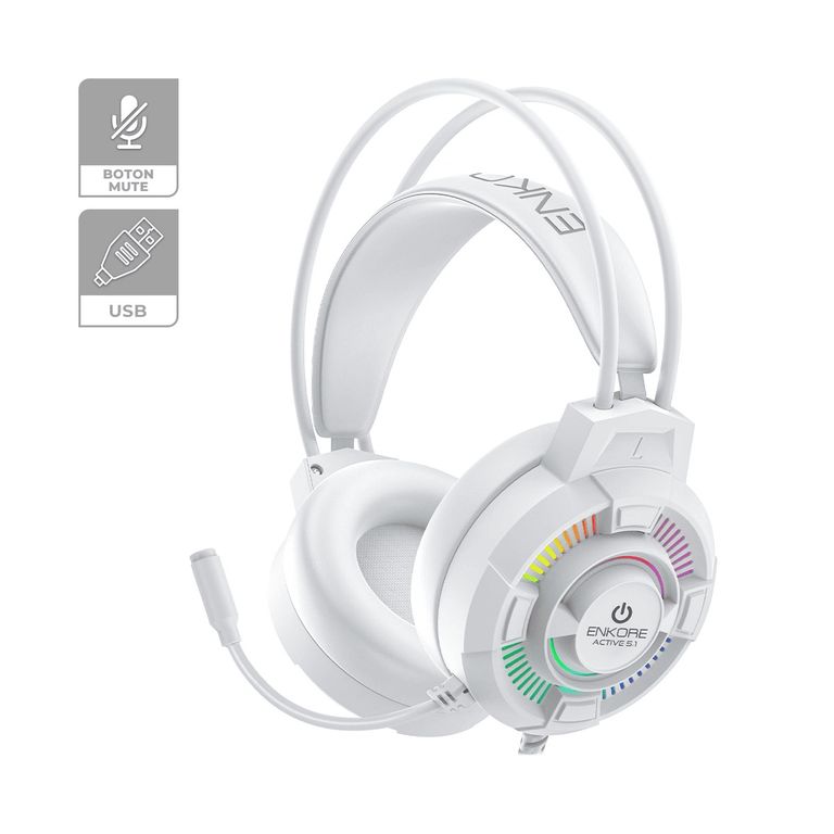 Auricular Gamer Alámbrico Rainbow 5.1 Blanco Active EKHG1004UW