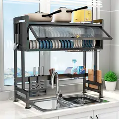 GENERICO - Escurridor de platos con tapa black