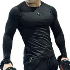 EPAUS - Polo Licra De Manga Larga con Cuello Redondo Para Hombre