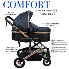 EBABY - Coche Cuna Moisés de Lujo COMFORT Azul