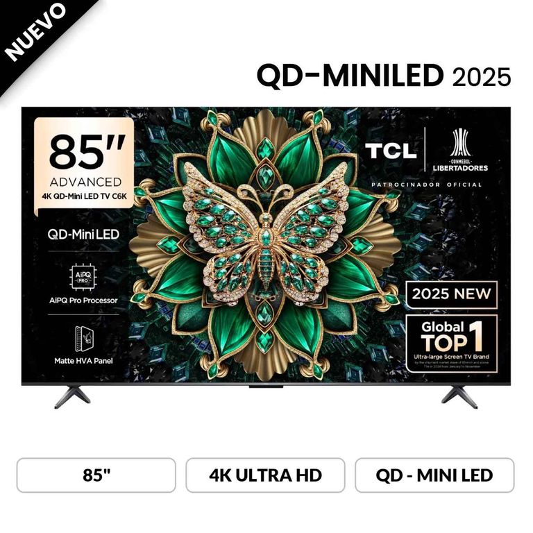 Televisor 85 QD MINI LED 4K UHD Año 2025 Google TV 85C6K