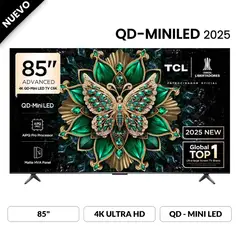 TCL - Televisor 85 QD MINI LED 4K UHD Año 2025 Google TV 85C6K