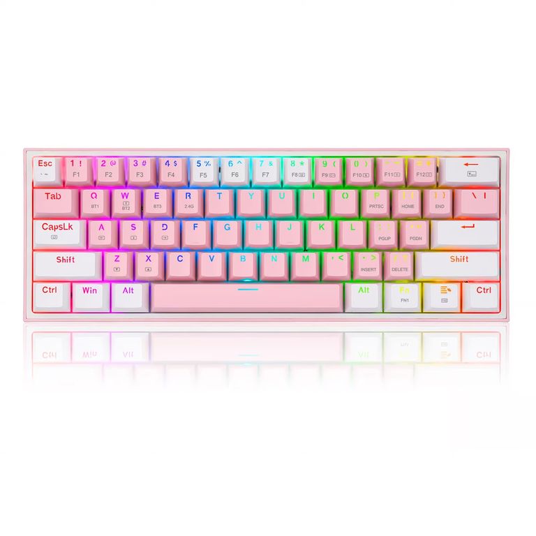 Teclado Gamer Fizz Pro K616 Inalámbrico Rosado RGB 60%