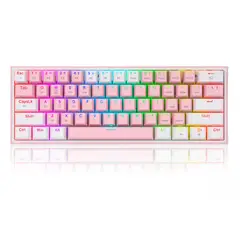 REDRAGON - Teclado Gamer Fizz Pro K616 Inalámbrico Rosado RGB 60%