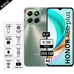 HONOR - Celular Libre X6B Plus 6.5 Pulg 256GB 8GB RAM verde
