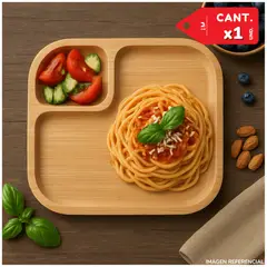 INSPIRA MARKET - Bandeja para Alimentos Decorativa Bambu con División