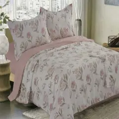 MINGDA - Set de cobertor 2 pz verano antiestrés de 5 piezas 100% algodón