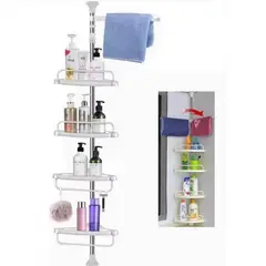 GENERICO - Estante Organizador de Baño y Ducha 4 Niveles Regulable hasta 3.20mts