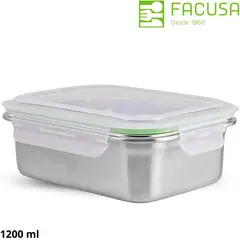 FACUSA - Táper Acero Inoxidable Cybus Click Rectangular de 1200 ml -Facusa