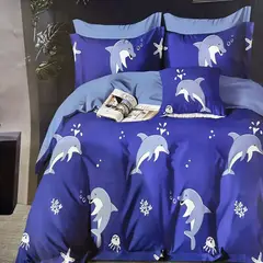 MINGDA - Set de Edredón 1.5pz de 5 Piezas + Set Sabanas + Fundas 100% Algodón