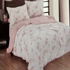 MINGDA - Set de cobertor 2 pz verano antiestrés de 5 piezas 100% algodón