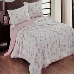 MINGDA - Set de cobertor 2 pz verano antiestrés de 5 piezas 100% algodón