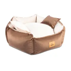 GENERICO - CAMA PREMIUM HEXAGONAL TALLA L - MARRÓN CON CREMA