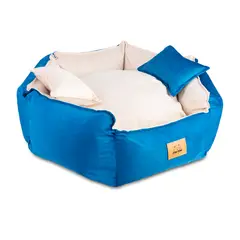 GENERICO - CAMA PREMIUM HEXAGONAL TALLA XL - AZUL CON CREMA