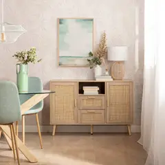 R&R MUEBLES - Aparador Moderno con Ratán Montana 120 cm Rovere