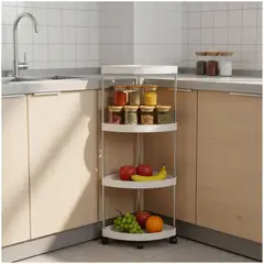 GENERICO - Estante Carrito Organizador Esquinero de 4 Niveles 85x26x26cm Blanco