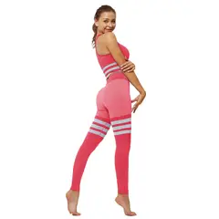 GENERICO - Conjunto Deportivo Seamless coral fuerte con Franjas blancas