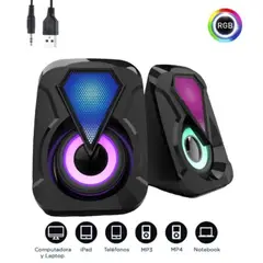 GENERICO - Parlantes Para PC Con Luz RGB Gamer y Entrada Auxiliar