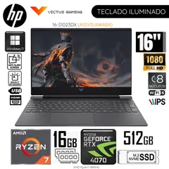 HP - Laptop Victus 16-S1023DX AMD Ryzen7-8845HS 16GB RAM 512GB SSD 16" Pulg. FHD RTX4070-8GB