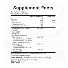 GENERICO - DEAL SUPPLEMENT TRIPLE OMEGA 3-6-9 FISH OIL SUPPLEMENTS 3600MG, 240 CAPSULAS