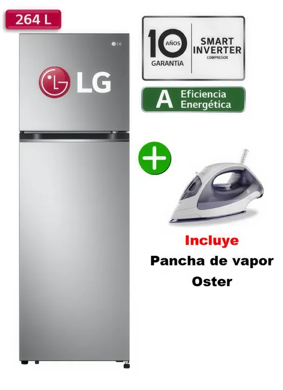 REFRIGERADORA 264 L TOP FREEZER PLATEADO - GT26BPP + PLANCHA OSTER